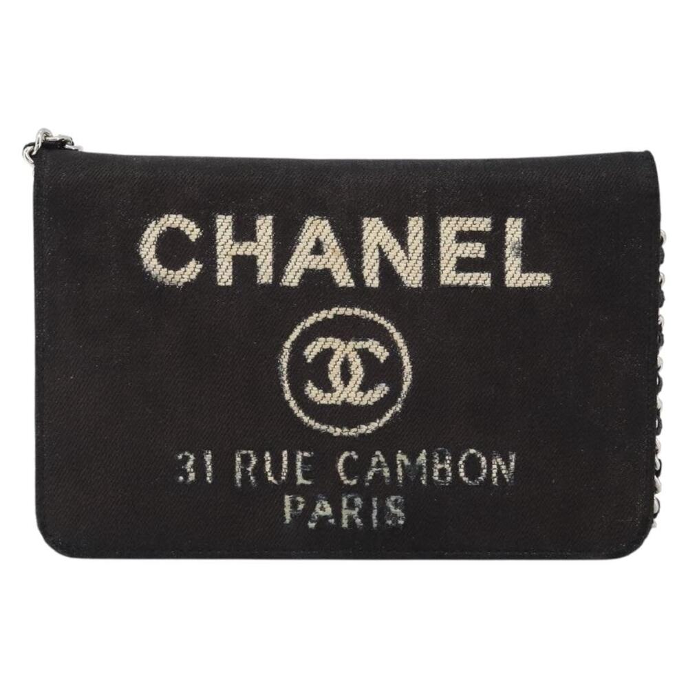 Chanel Canvas Chain Shoulder Bag Black